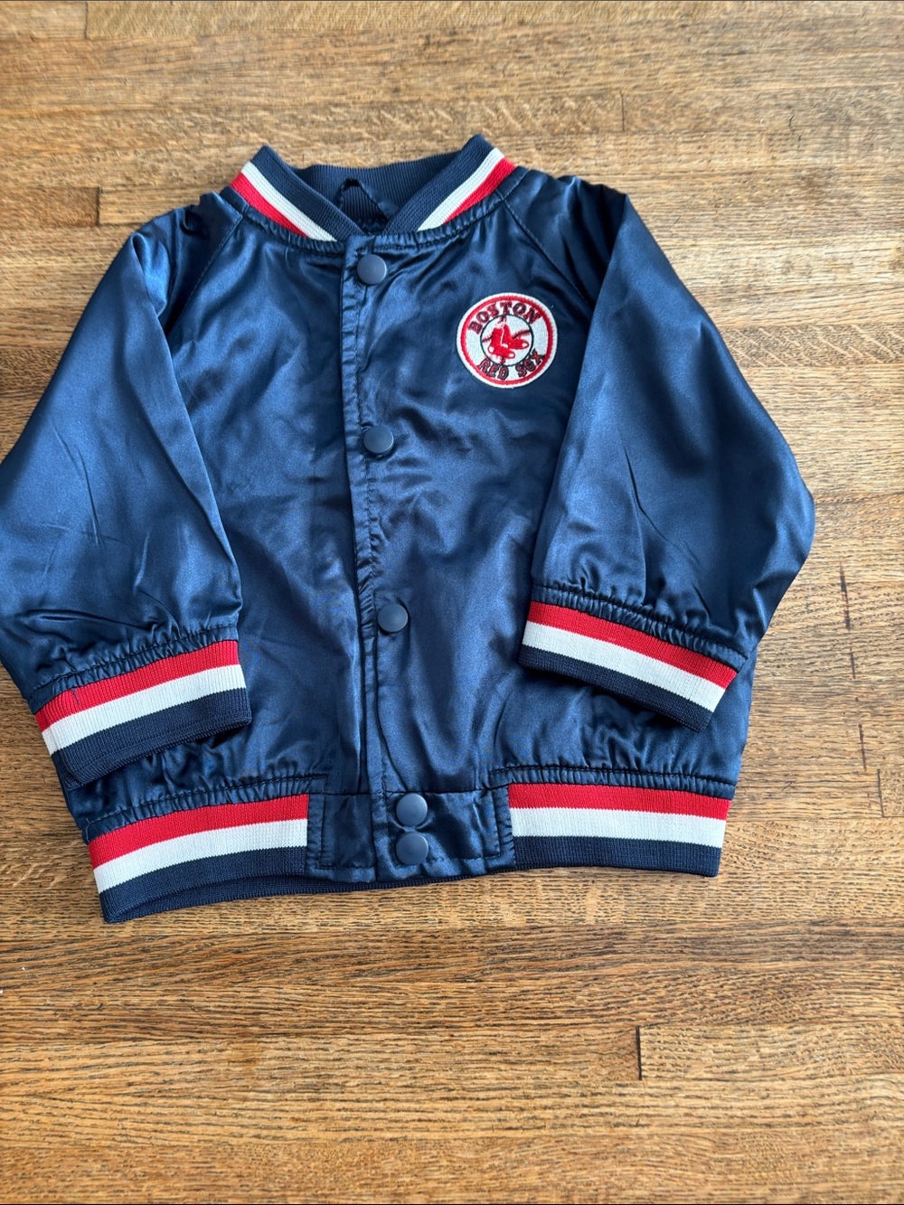 NWOT Infant 18M Boston Red Sox Navy Satin Bomber Jacket